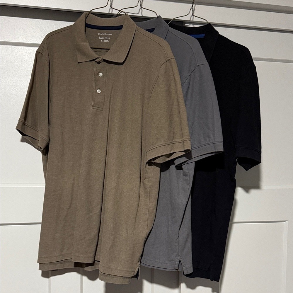 Croft & Barrow Men's Easy Care Polo Shirt Trio - Tan, Gray, Black